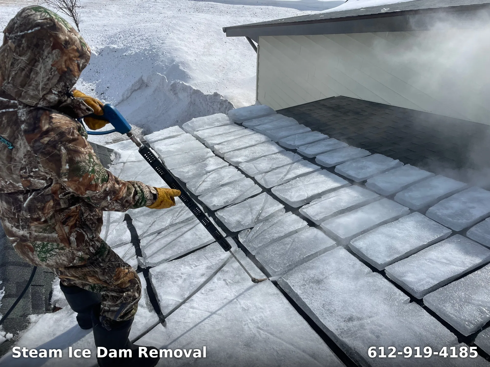 Steam ice dam removal